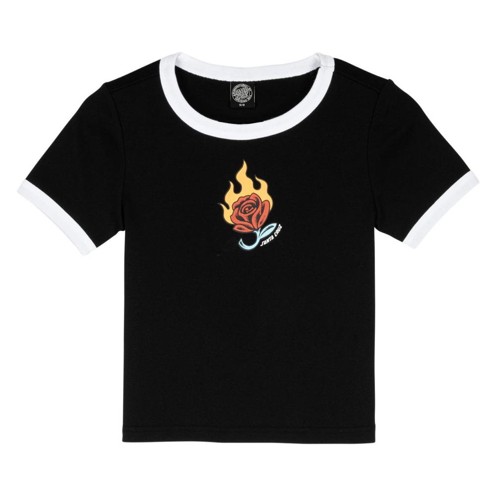 Santa Cruz Womens T-Shirt Lucky Rose Ringer T-Shirt